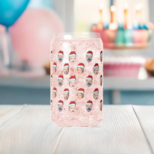 Verre Canette Chapeau de Père Noël personnalisé avec le visage d