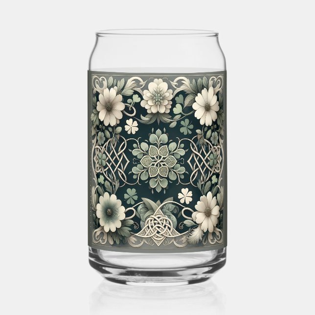 Verre Canette Charme floral du trèfle celtique (Recto)