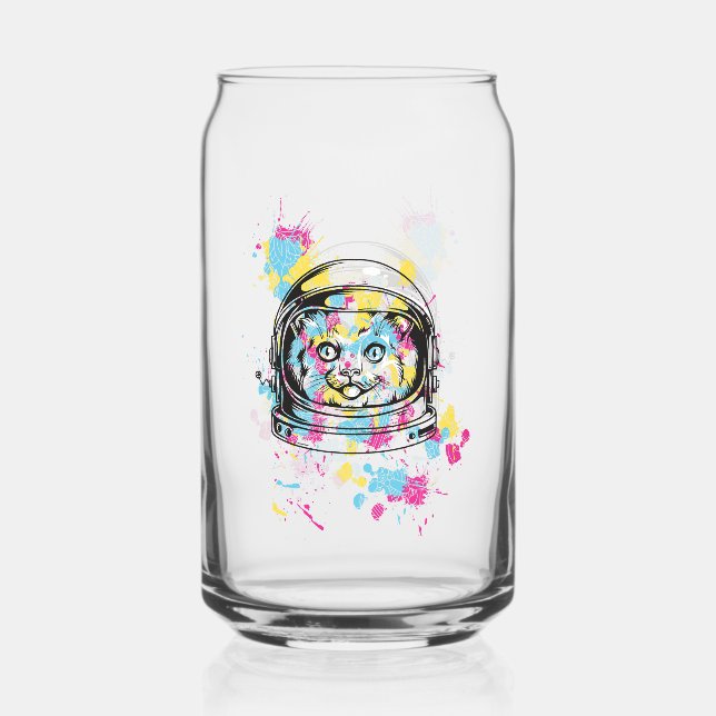 Verre Canette Chat Astronaute (Recto)