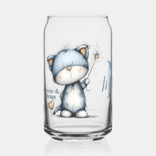 Verre Canette Chat bleu « Pour toujours et à jamais » Design de