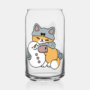 Verre Canette Chat de design de vacances d'hiver amusant sous la