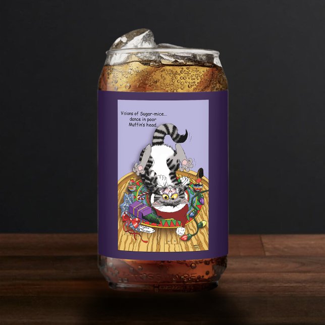 Verre Canette Chat de Noël (Créateur téléchargé)