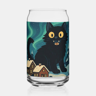 Verre Canette Chat de Noël islandais de Yule avec les Aurores Bo