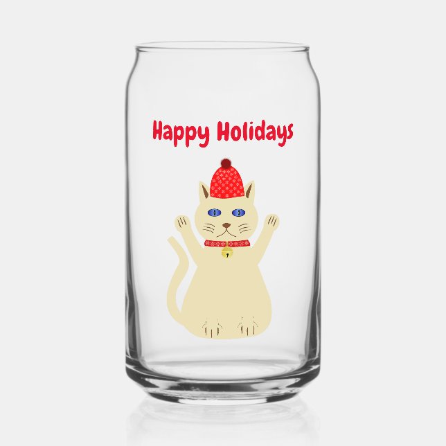 Verre Canette Chat de Noël sur mesure (Recto)
