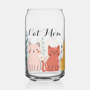 Verre Canette Chat Maman Pint Glass, Chat Glass Can