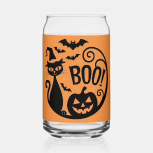 Verre Canette Chat noir et citrouille de glace de café Halloween