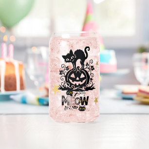 Verre Canette Chat noir et citrouille de Halloween Ice Coffee