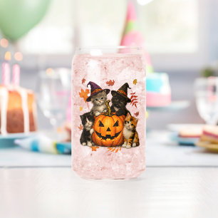 Verre Canette Chatons Mignons Halloween Citrouille Saison Sombre