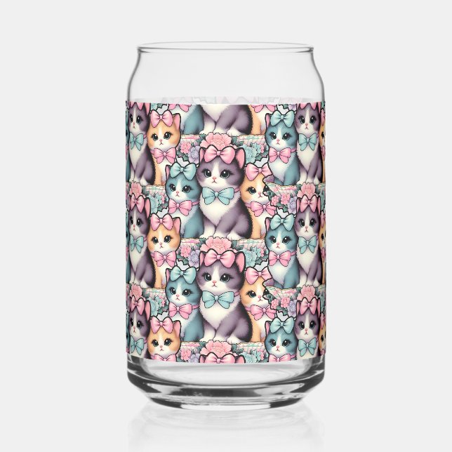 Verre Canette Chatons vintages portant des vaches (Recto)