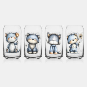 Verre Canette Chats de Noël fantaisistes