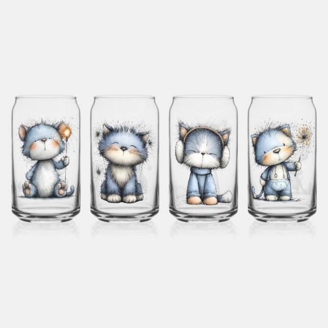 Verre Canette Chats de Noël fantaisistes (Recto)