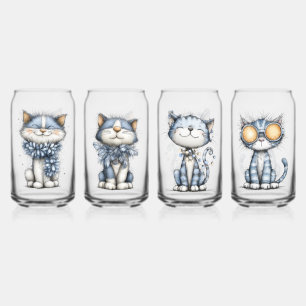Verre Canette Chats de Noël fantaisistes