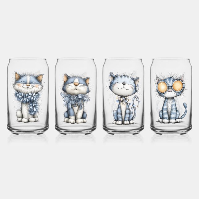 Verre Canette Chats de Noël fantaisistes (Recto)