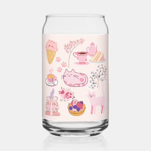 Verre Canette Chats de thé rose vif