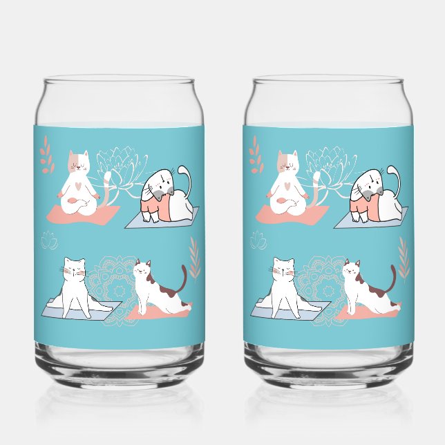Verre Canette Chats de yoga (Recto)