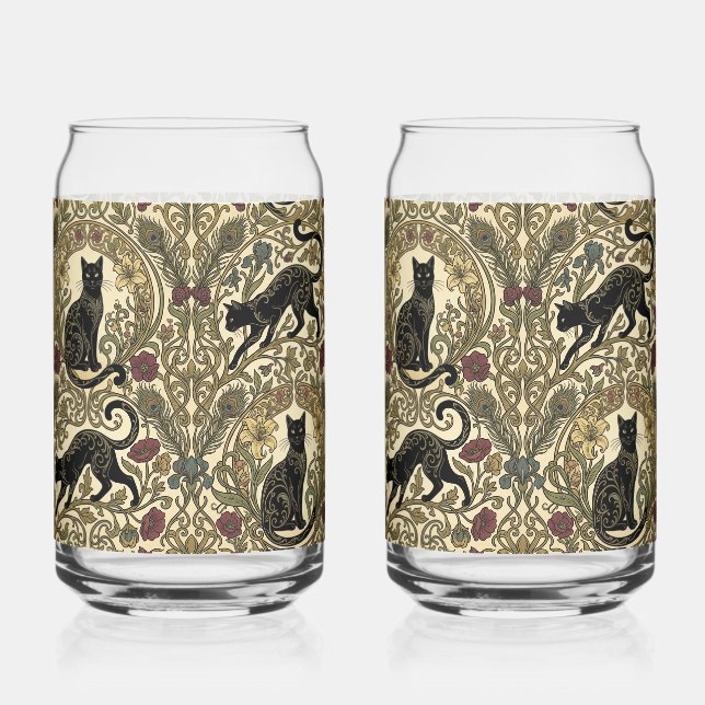 Verre Canette Chats noirs Art Nouveau (Recto)