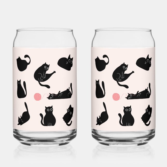 Verre Canette Chats noirs idiots (Recto)