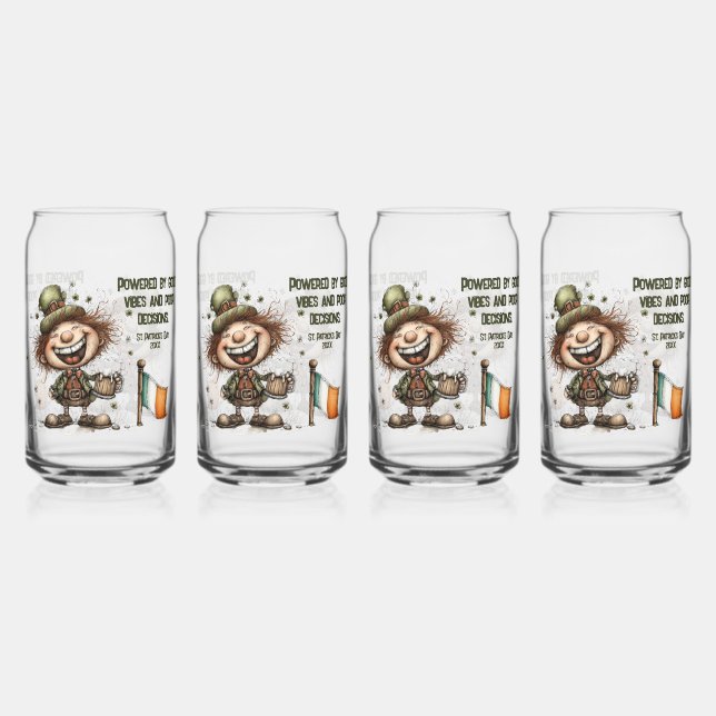 Verre Canette Cheerful St. Patrick’s Day Leprechaun Art (Recto)