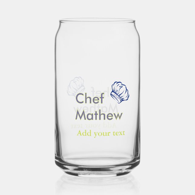 Verre Canette Chef cuisinier ajouter nom texte hommes cuisine bo (Recto)