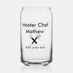 Verre Canette Chef cuisinier cuisinier cuisinier ajouter nom de