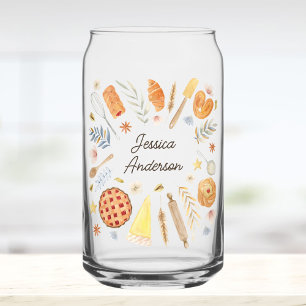 Verre Canette Chef Pâtissier Aquarelle Personnalisé