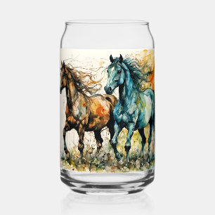 Verre Canette Chevaux dans le Pâturage