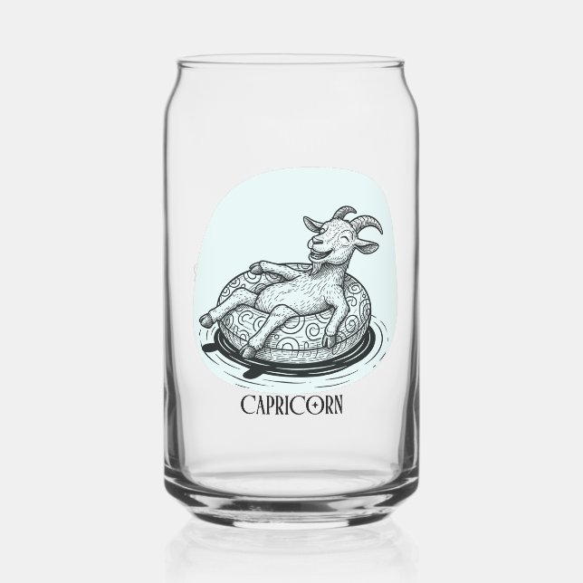 Verre Canette Chèvre drôle Capricorne Anniversaire Noël (Recto)