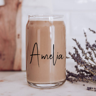 Verre Canette Chic Calligraphie Script Monogramme