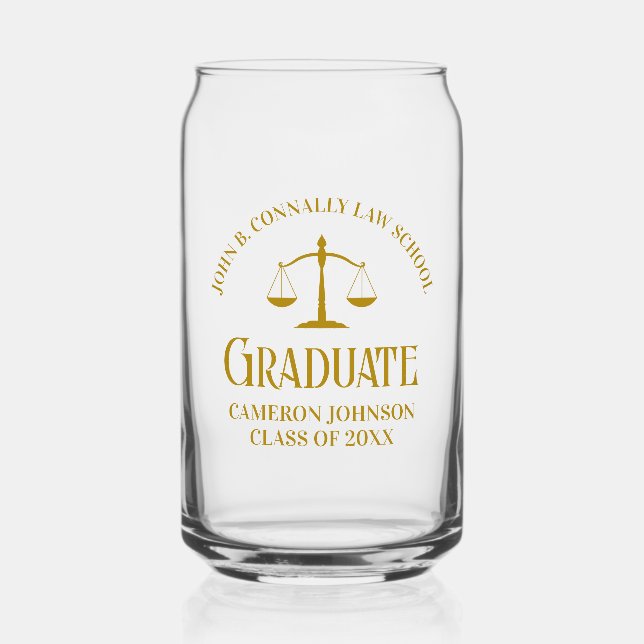 Verre Canette Chic Gold Law School Graduation Keepsaké (Recto)