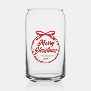 Verre Canette Chic Joyeux Noël Rouge Ruban Bow Personnalisé