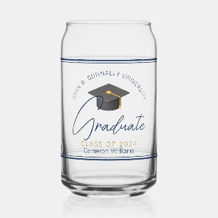 Verre Canette Chic Navy Blue Graduation Keepsaké Cadeau