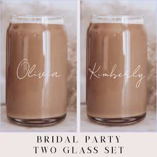 Verre Canette Chic White Script Monogram Bachelorette Party