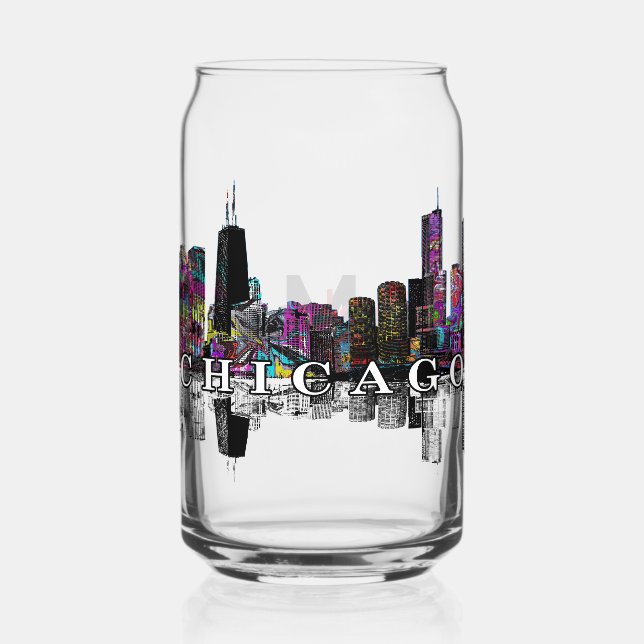 Verre Canette Chicago en graffiti avec monogramme (Recto)