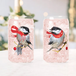 Verre Canette Chickadees d'hiver moelleux