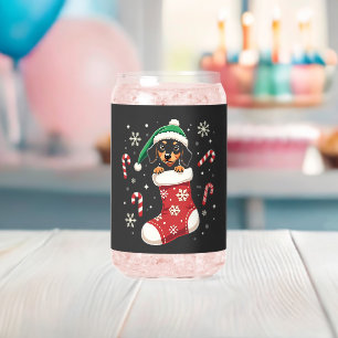 Verre Canette Chien beagle portant le chapeau du Père Noël Amate