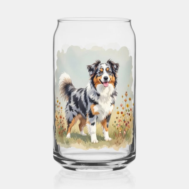 Verre Canette Chien berger australien Merle Long Tail (Recto)
