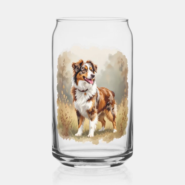 Verre Canette Chien berger australien Rouge Merle Aussie (Recto)