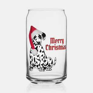 Verre Canette Chien dalmate rouge Casquette Joyeux Noël