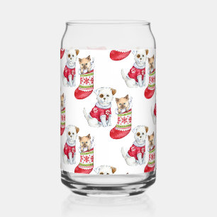 Verre Canette Chien et chat de Noël