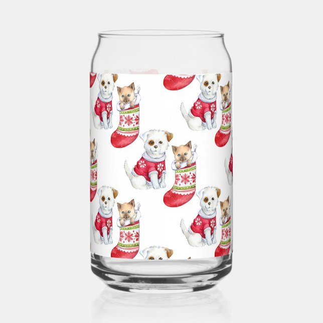 Verre Canette Chien et chat de Noël (Verso)