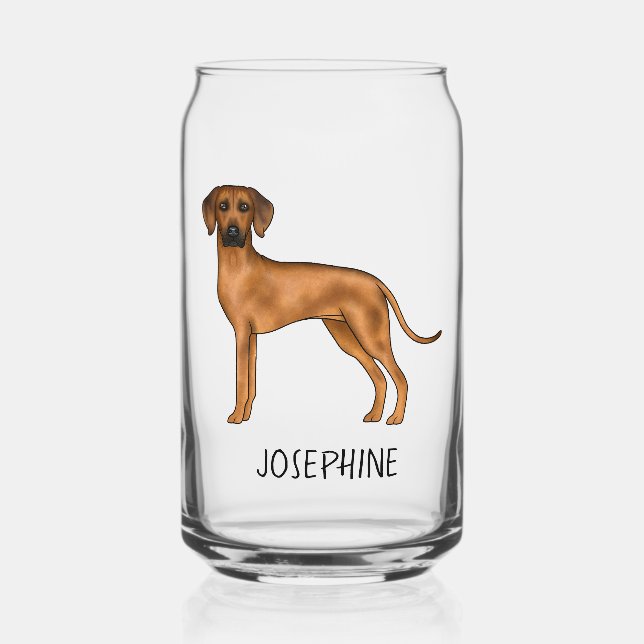 Verre Canette Chien Lion Brun Mignon Rhodesian Ridgeback Avec No (Recto)