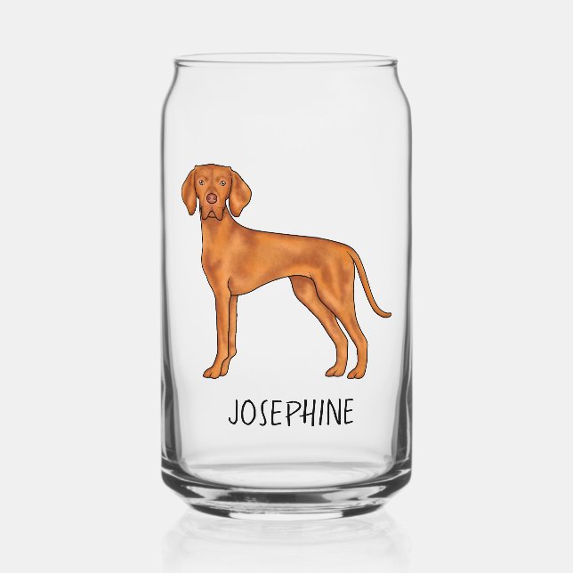 Verre Canette Chien Pointer Mignon Vizsla Hongrois Avec Nom Pers (Recto)