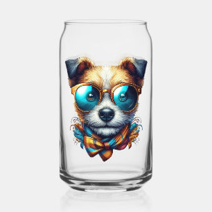 Verre Canette Chien Stylé Avec Des Lunettes Art De Compagnie Mod