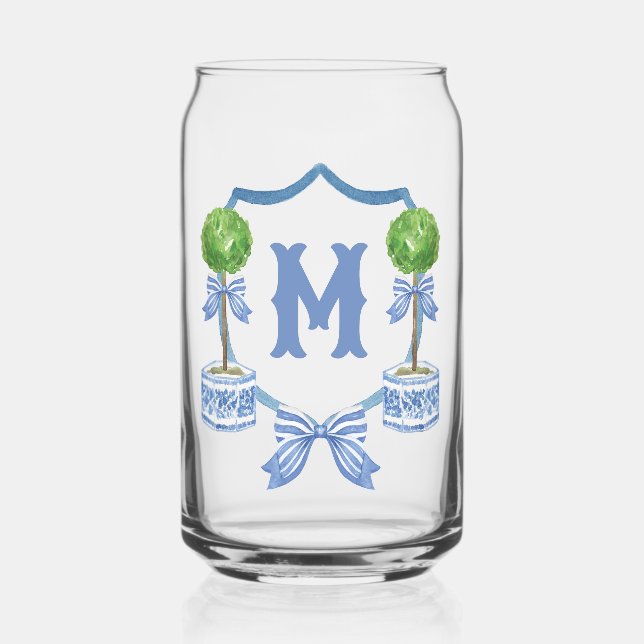 Verre Canette Chinoiserie Aquarelle Bow Topior Monogramme Crest (Recto)