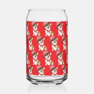 Verre Canette Chiot de vacances adorable portant un chapeau de P