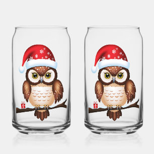 Verre Canette Chouette Noël