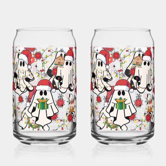 Verre Canette Christmas Santa Ghost Glass Cups (Recto)
