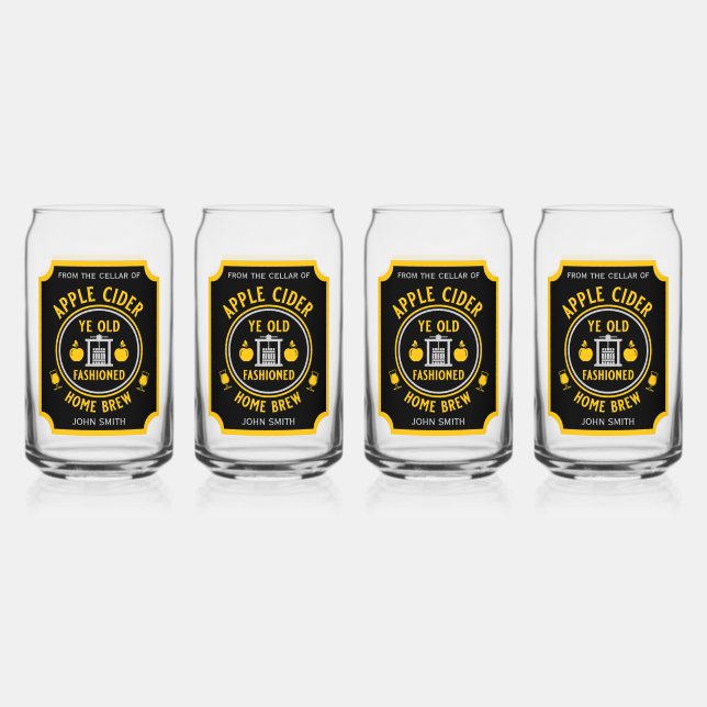 Verre Canette Cidre Apple rustique personnalisé (Recto)