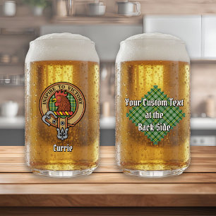 Verre Canette Cimier de coq Clan Currie sur Tartan