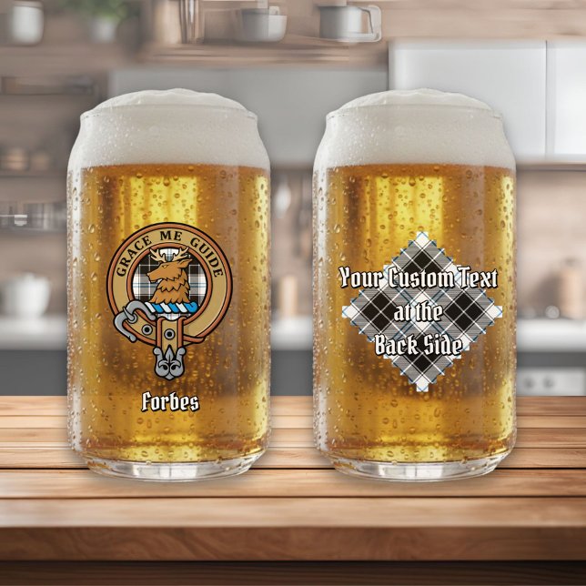 Verre Canette Cimier du clan Forbes sur tartan de robe de soirée (Créateur téléchargé)